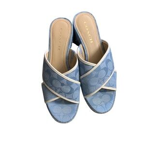 Coach Women's Light Blue slip on heels